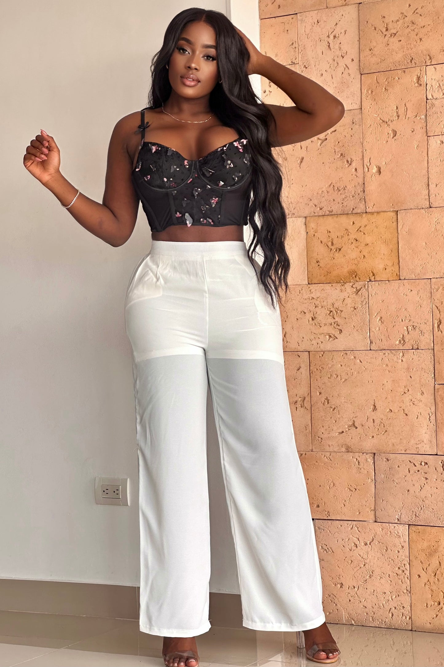 CORSET TIRAS CON MOÑO APLIQUES MARIPOSA - GM2516