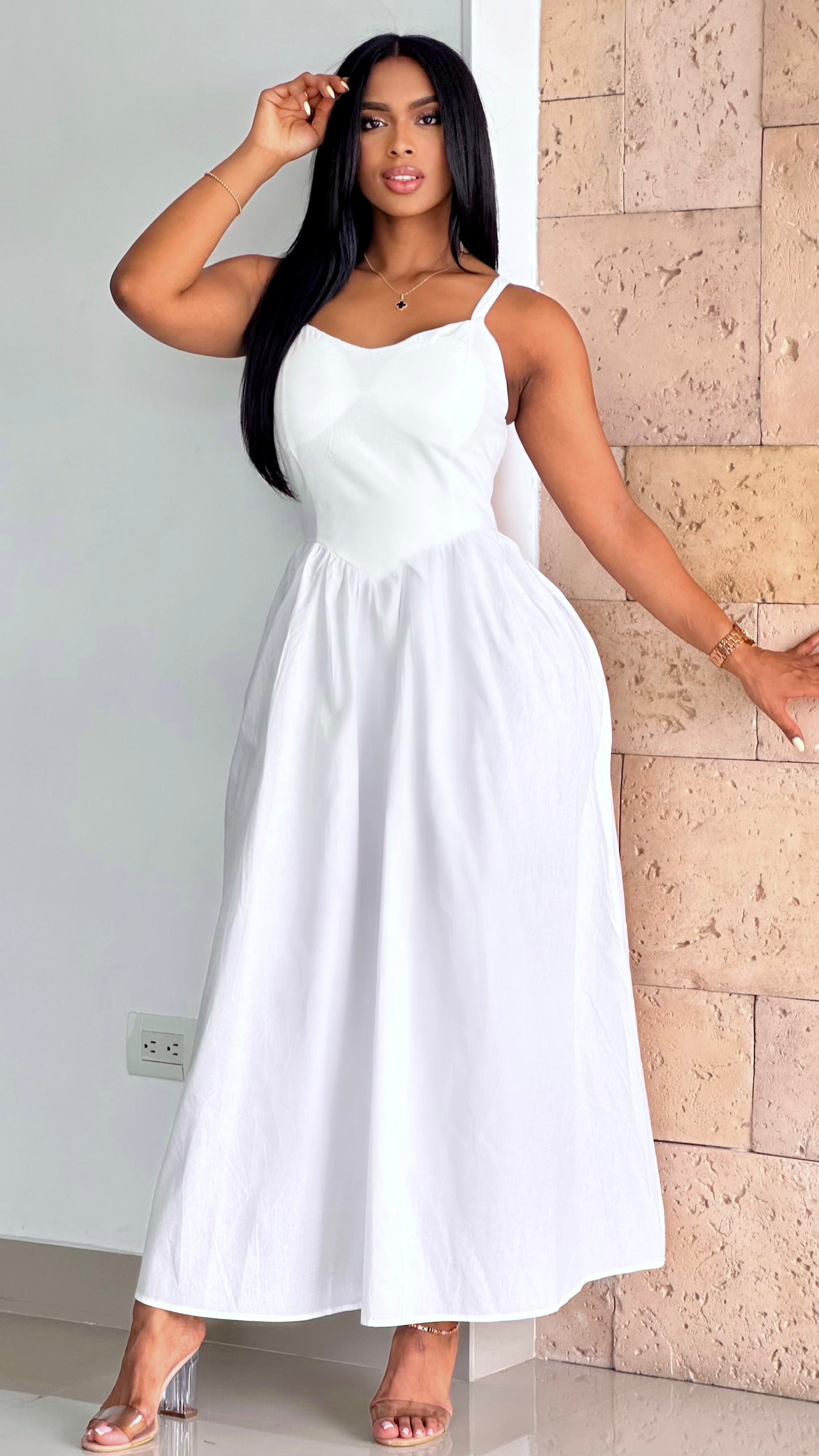 VESTIDO LARGO TIPO CORSET POPELINA - 21641