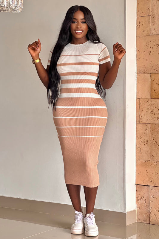 VESTIDO EN HILO CON MANGAS RAYAS - 12085