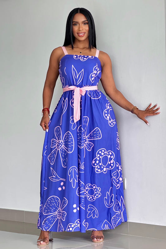 VESTIDO FLORES CINTURÓN- 41162