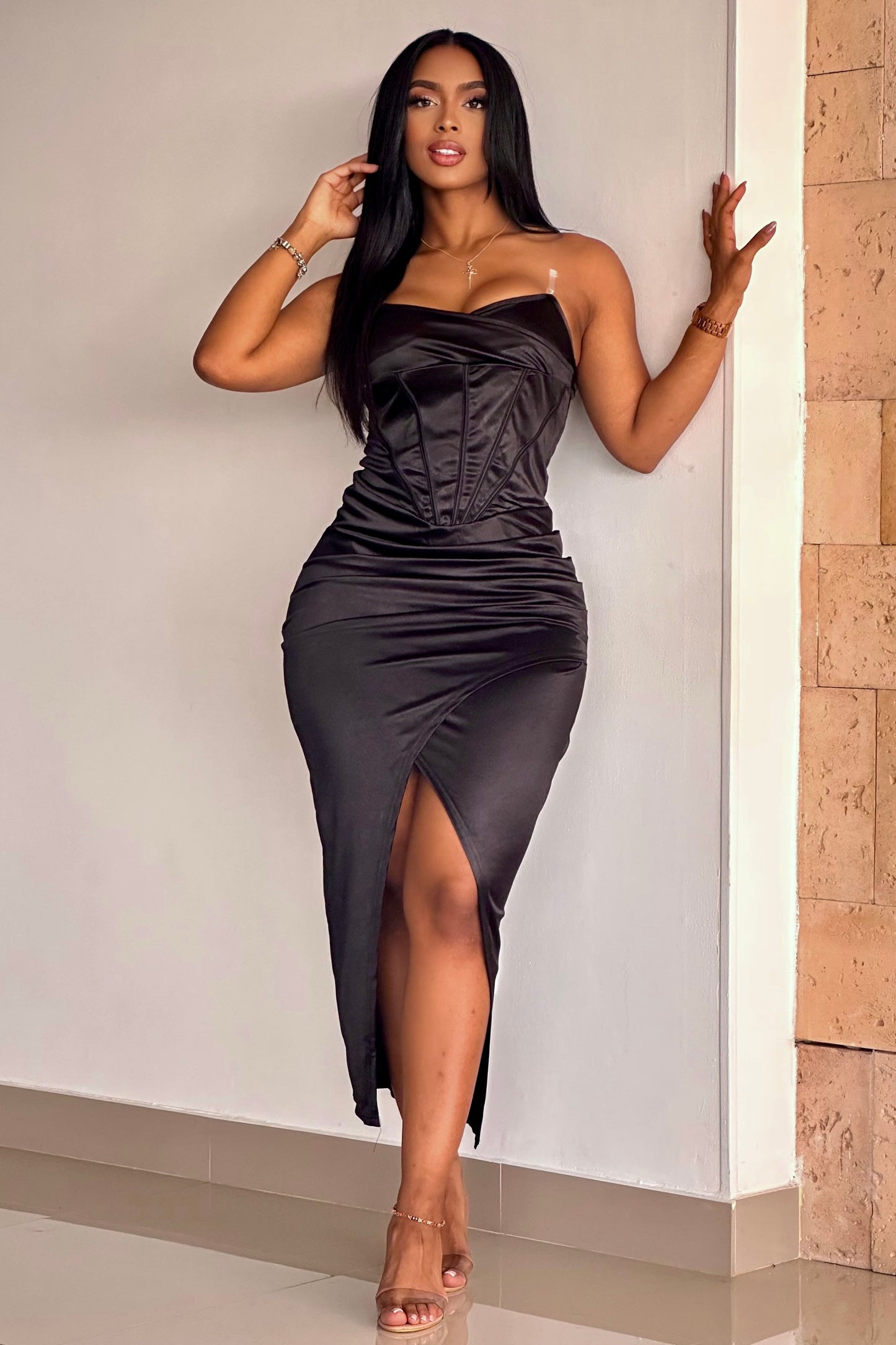 VESTIDO CORSET SATIN - 88052