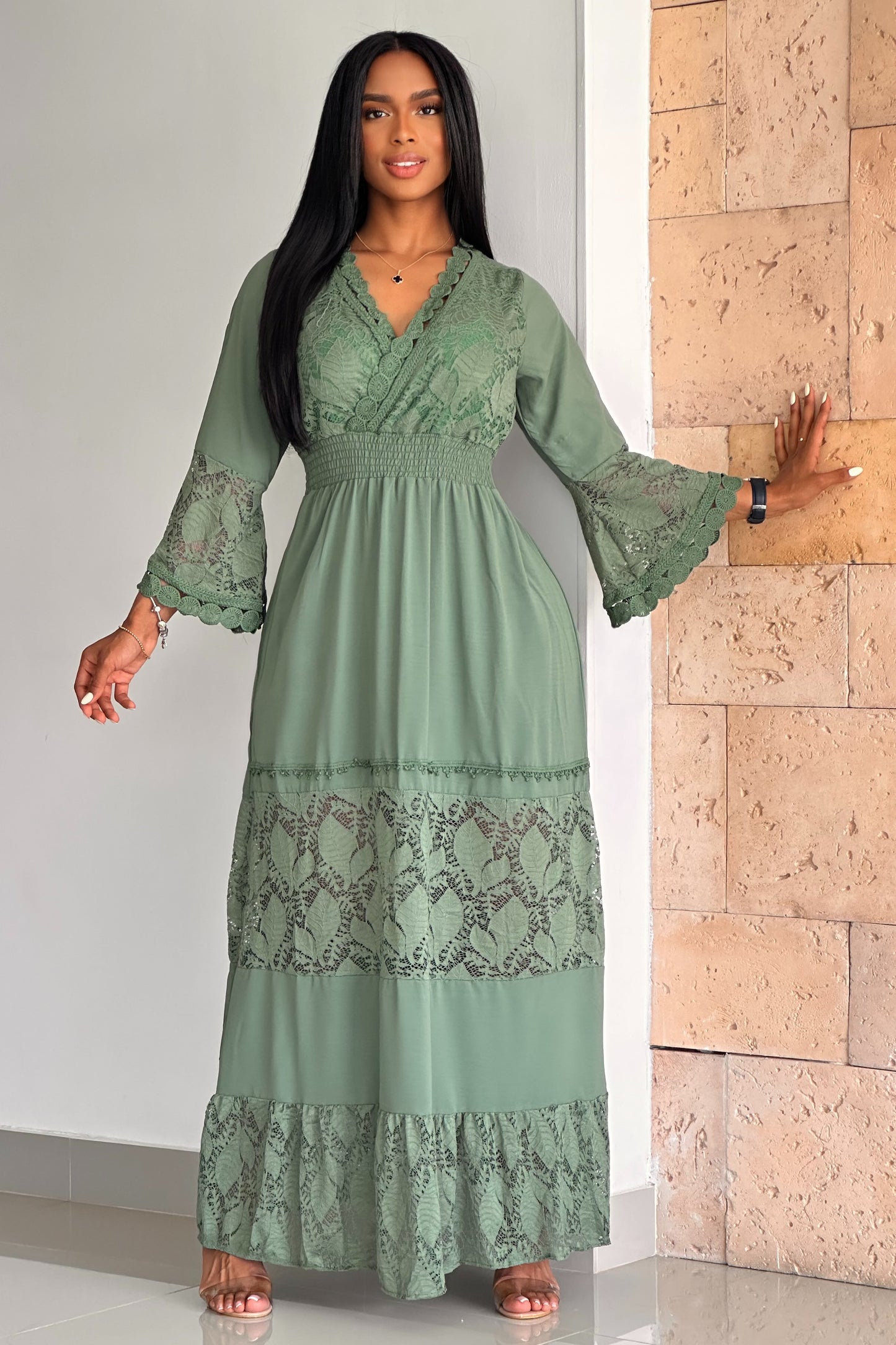 VESTIDO LARGO GUIPIUR CHALIS - 66882