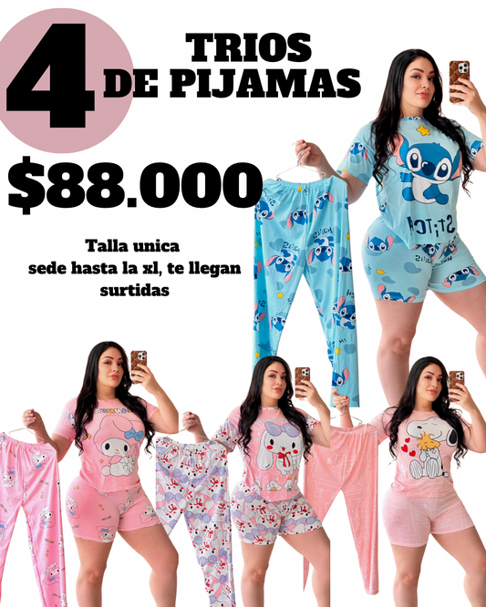COMBO DE 4 PIJAMAS PANTALON LARGO - PTP