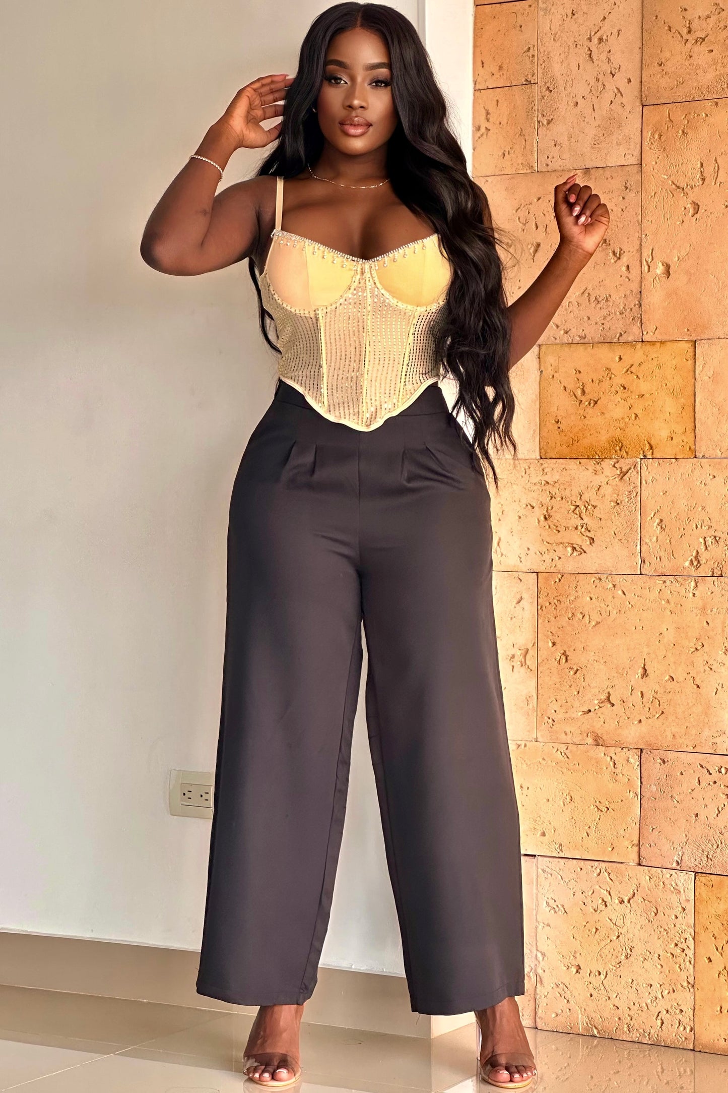 CORSET CON PEDRERIA EN EL BUSTO - GM2506