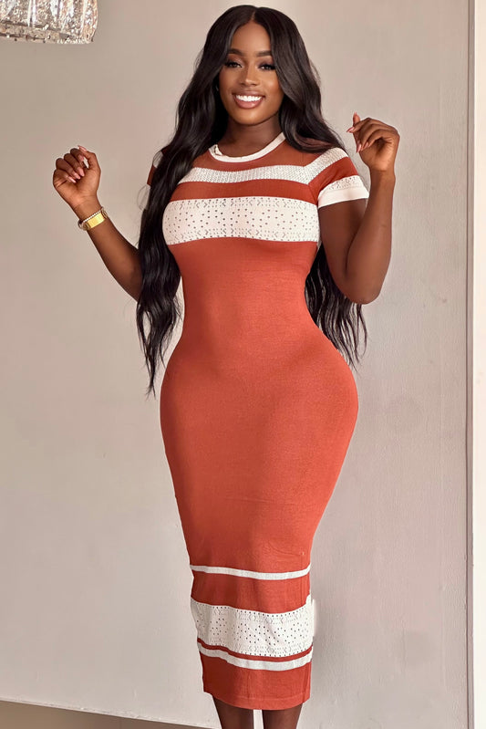 VESTIDO EN HILO LARGO BICOLOR - 12373