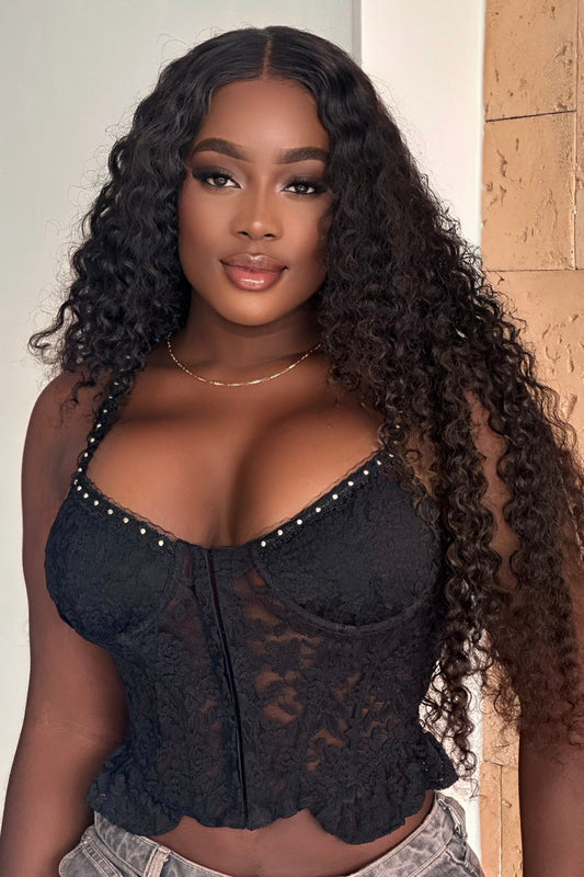 CORSET DE ENCAJE STRETCH BROCHES ADELANTE - 2520