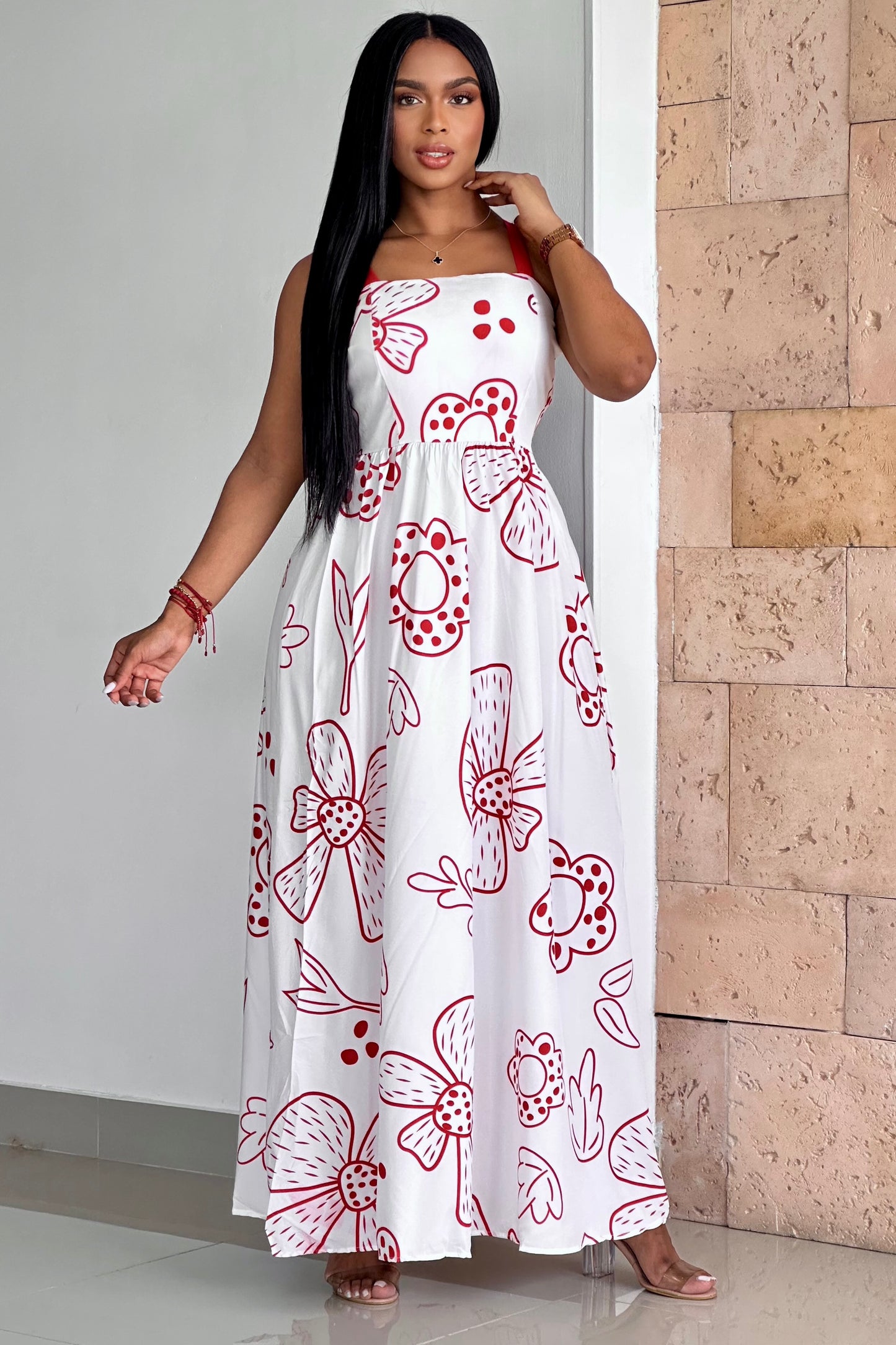 VESTIDO FLORES CINTURÓN- 41162