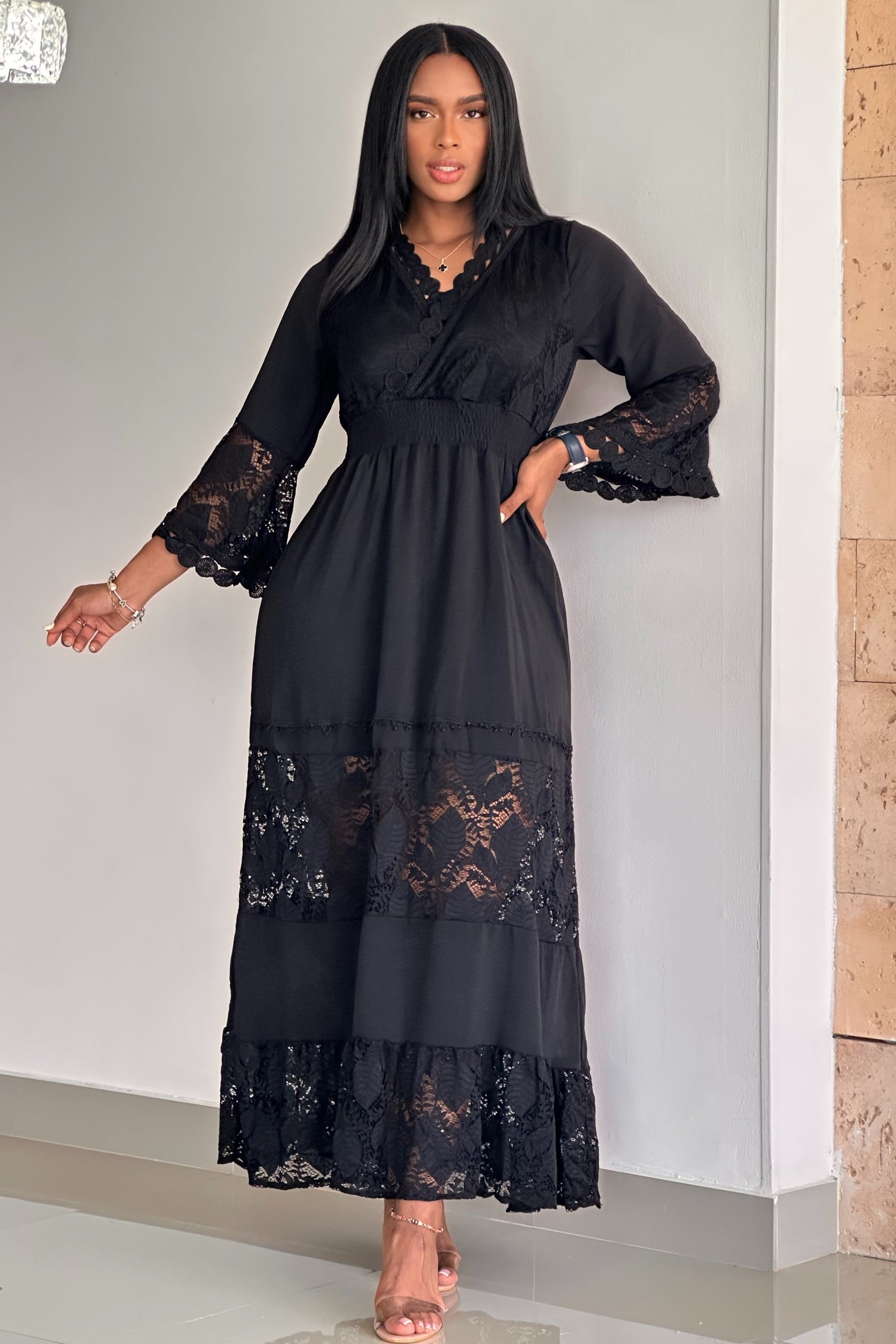 VESTIDO LARGO GUIPIUR CHALIS - 66882