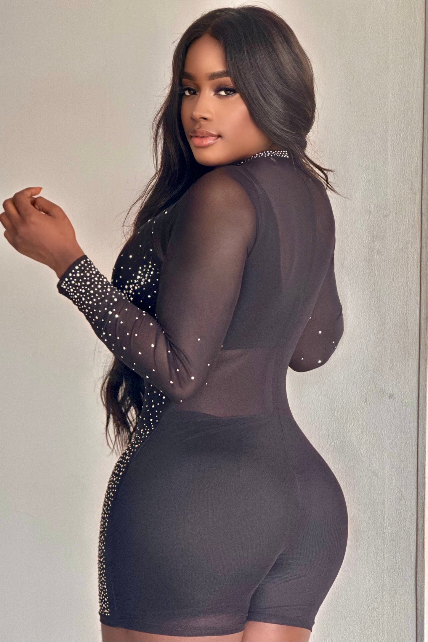 ENTERIZO BRILLANTE MANGA LARGA EN MALLATEX - E-63