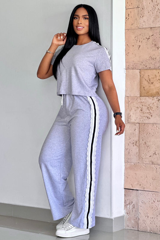 CONJUNTO LARGO CON DETALLE GUIPIUR LATERAL ALGODON LYCRADO - 85568