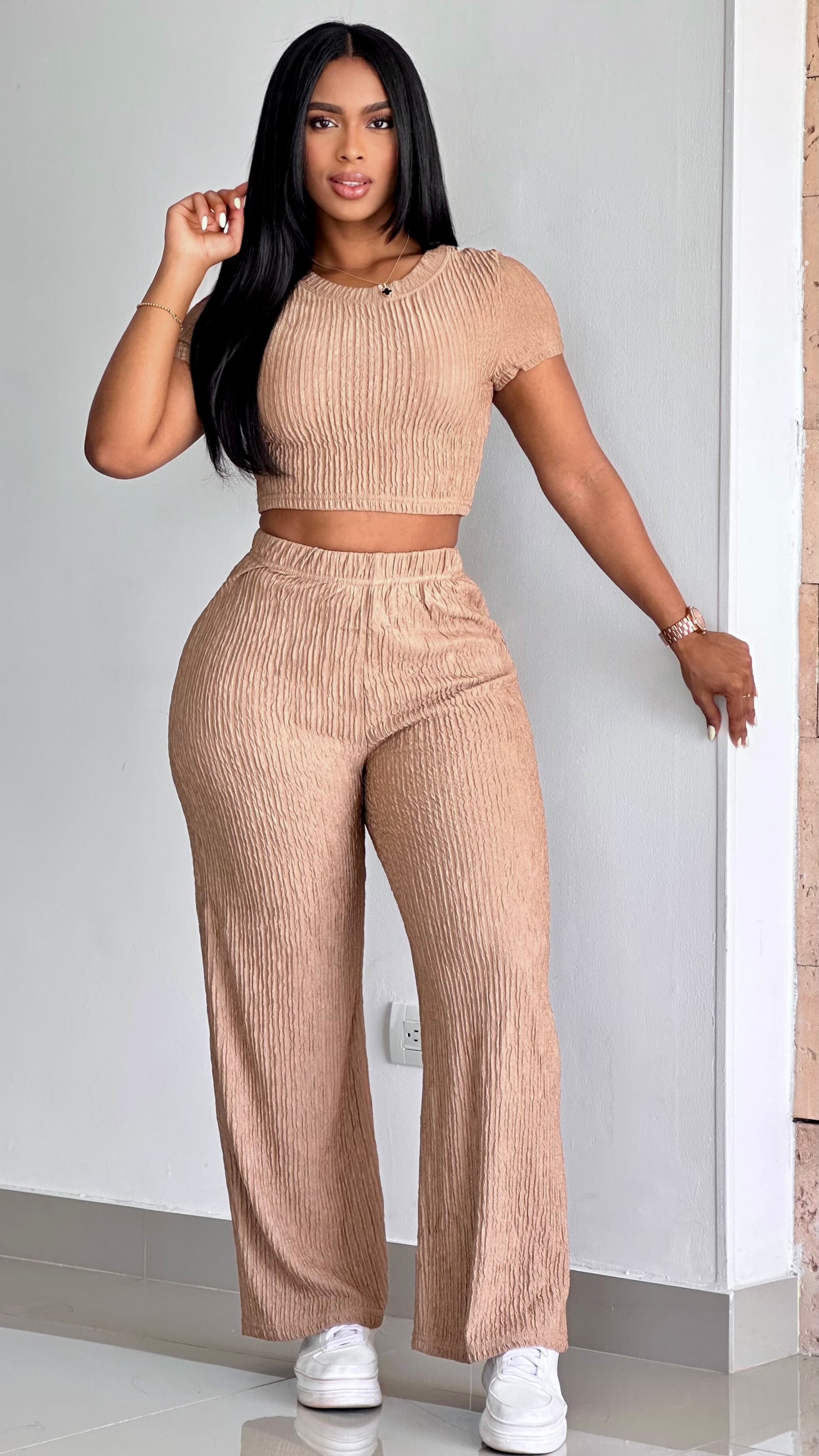 CONJUNTO BASICO BLUSA MANGA ACANALADA STRETCH - 36500