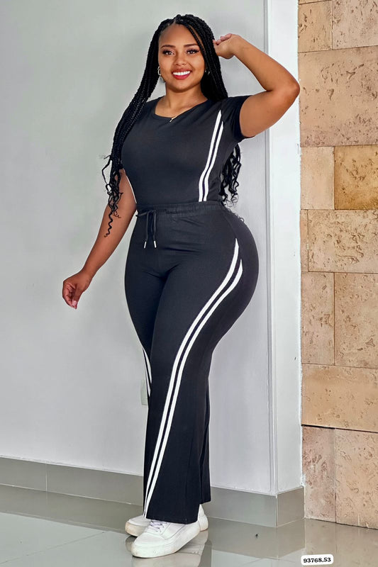 CONJUNTO ALGODON LYCRADO RAYAS A LOS LADOS  - 93768
