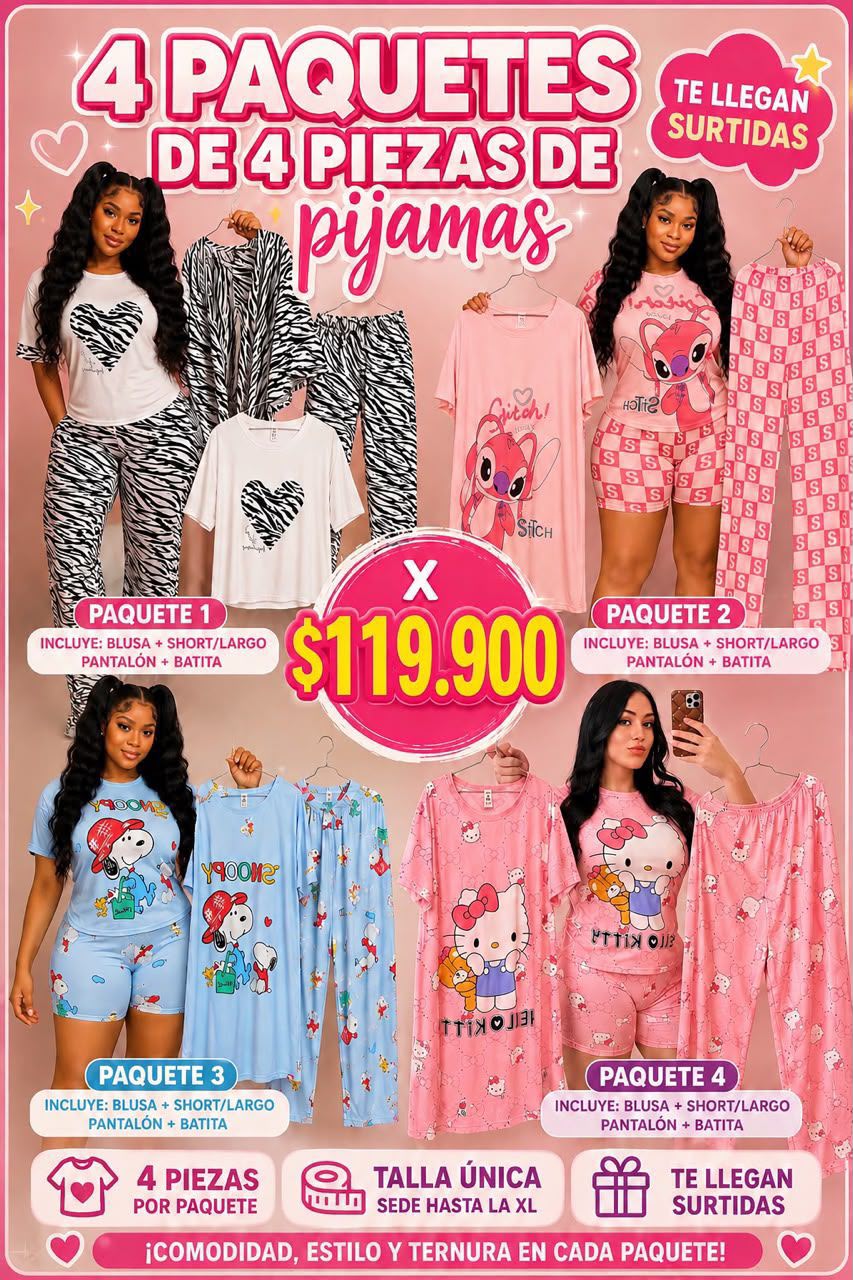 COMBO PIJAMA 4 PIEZAS - P4P