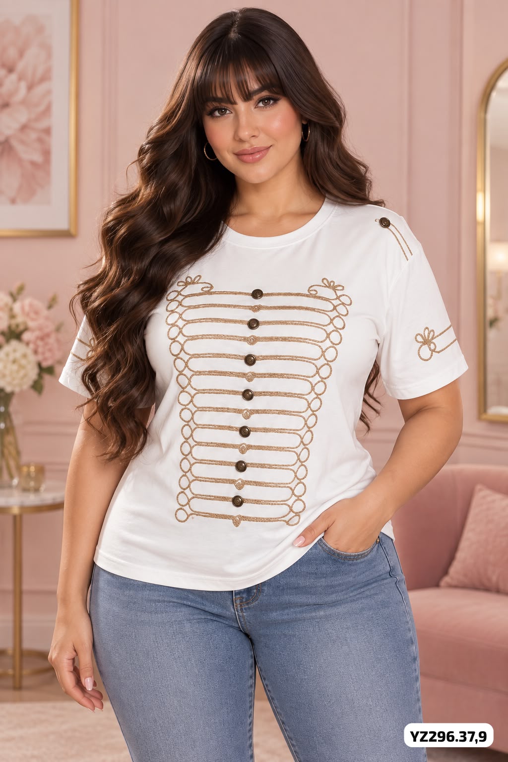 CAMISETA DETALLES BOTONES - YZ296