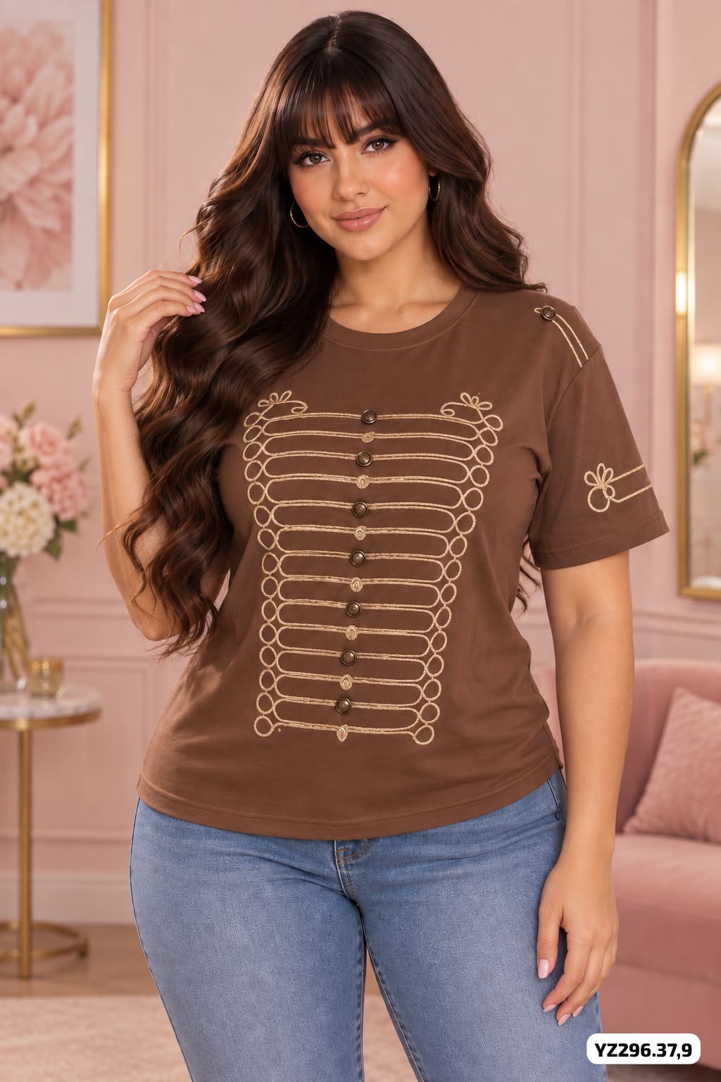 CAMISETA DETALLES BOTONES - YZ296
