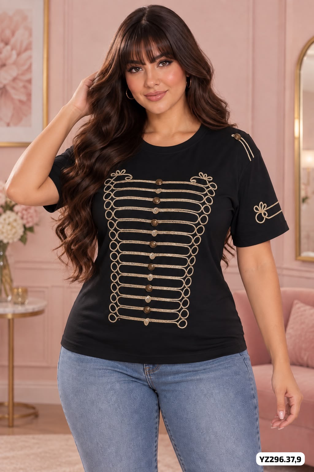 CAMISETA DETALLES BOTONES - YZ296