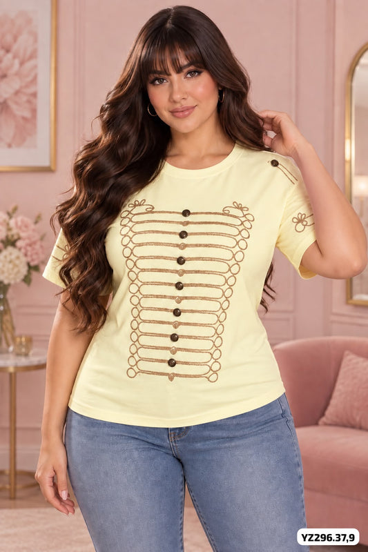CAMISETA DETALLES BOTONES - YZ296