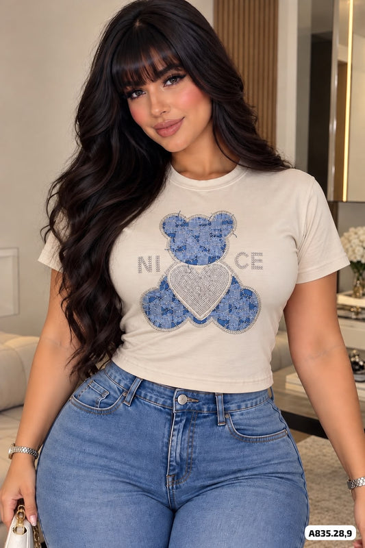 CAMISETA OSO NICE BRILLANTES - A835