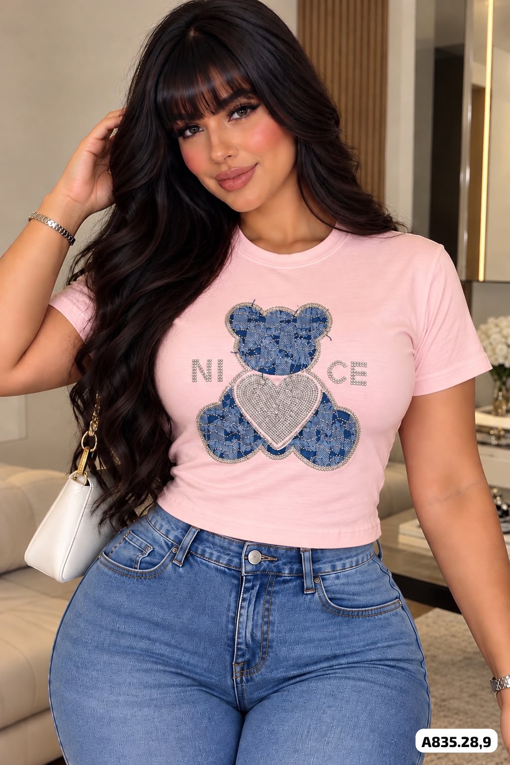 CAMISETA OSO NICE BRILLANTES - A835