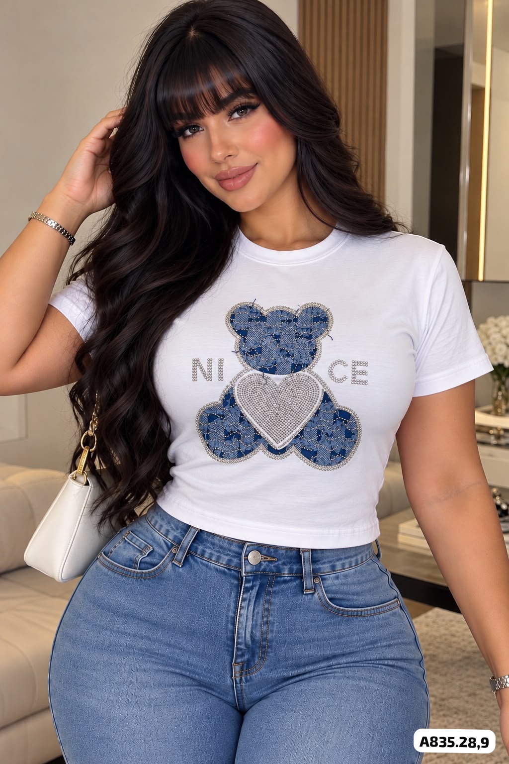 CAMISETA OSO NICE BRILLANTES - A835