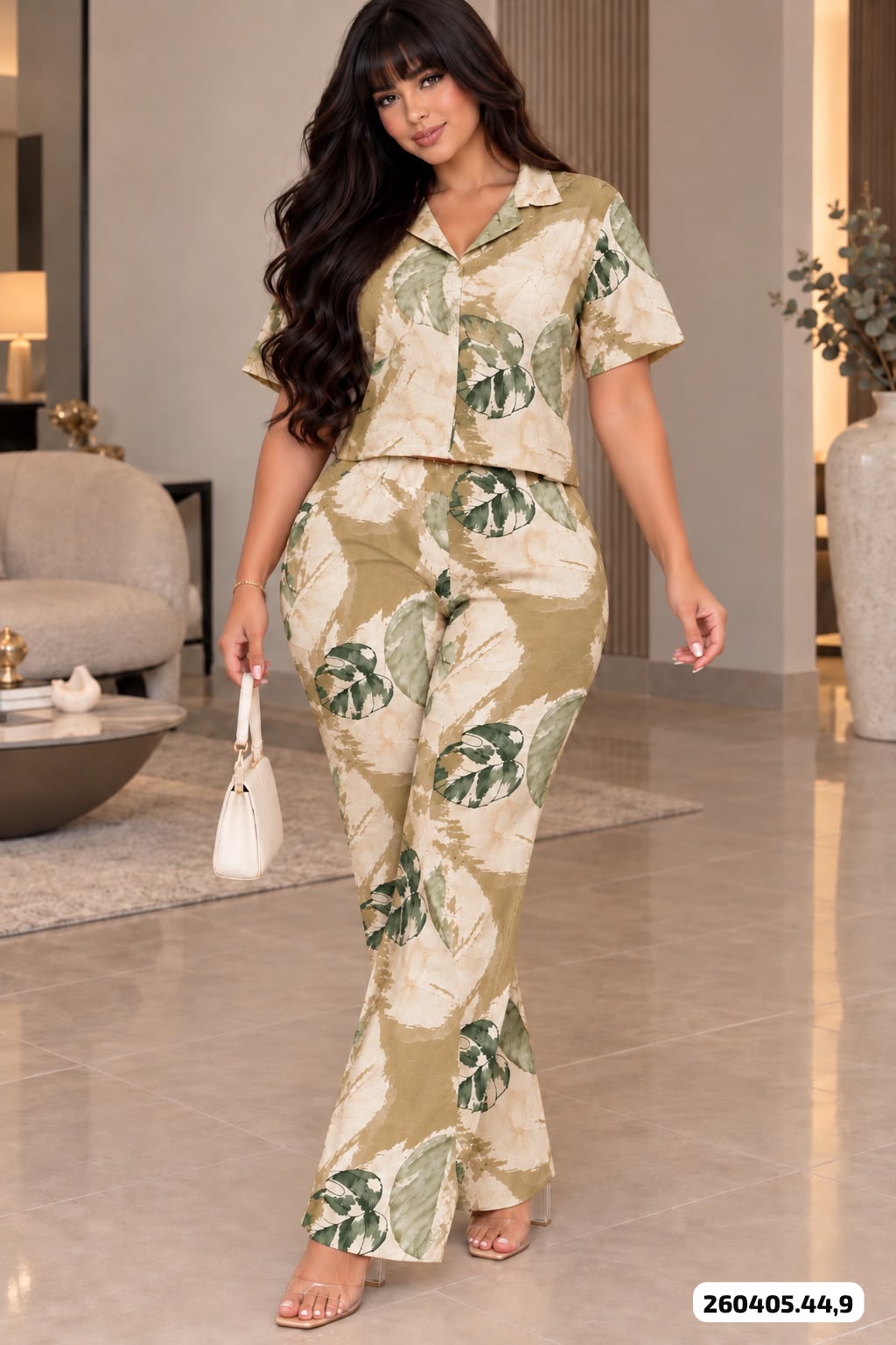 CONJUNTO ESTAMPADO MANGAS CUELLO - 260405