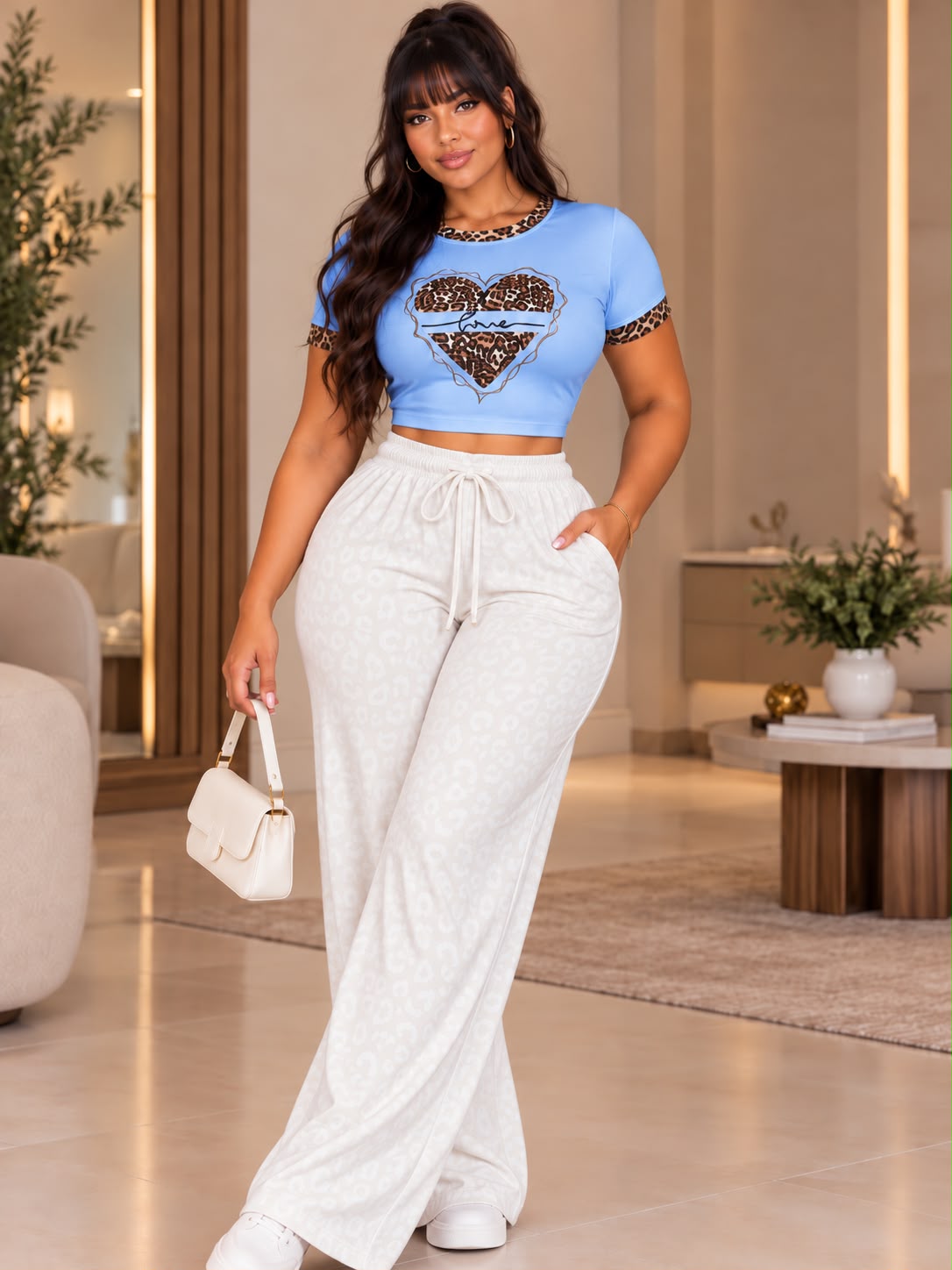 BLUSA ANIMAL PRINT RIB AMERICANO - HM6166