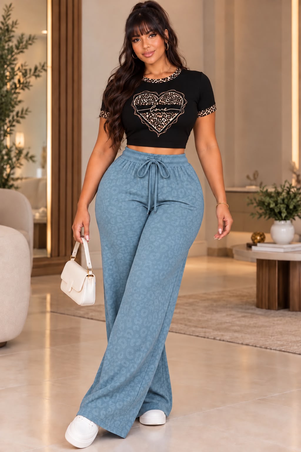 BLUSA ANIMAL PRINT RIB AMERICANO - HM6166