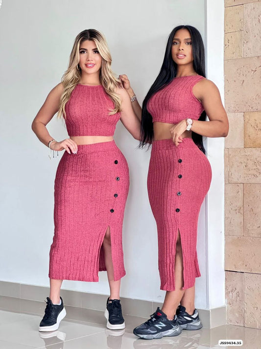 CONJUNTO SIZA FALDA CON BOTONES - JSS9434
