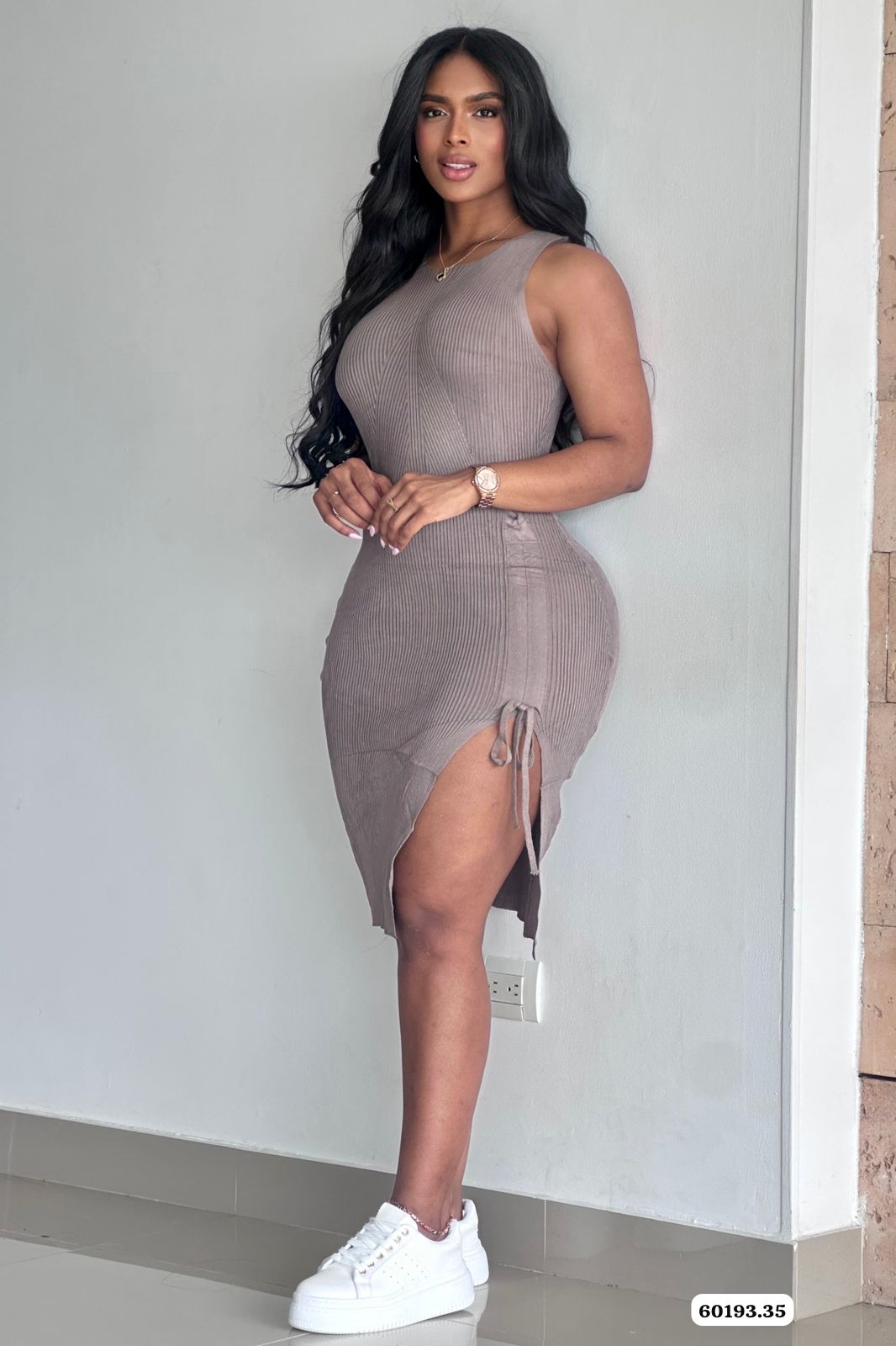 VESTIDO BASICO CORDON AJUSTABLE LATERAL - 60193