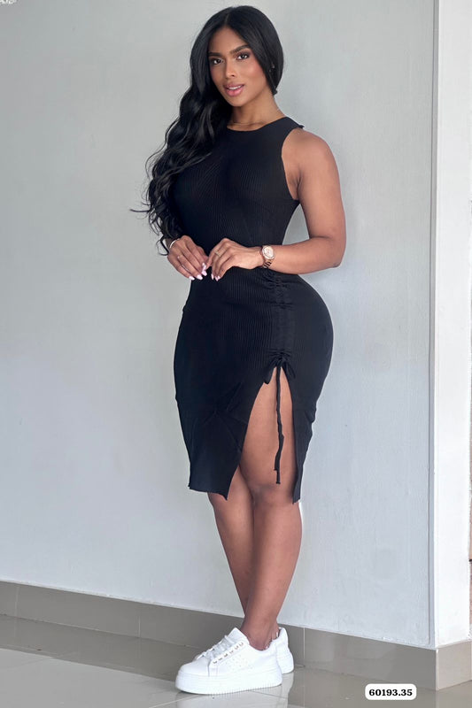 VESTIDO BASICO CORDON AJUSTABLE LATERAL - 60193