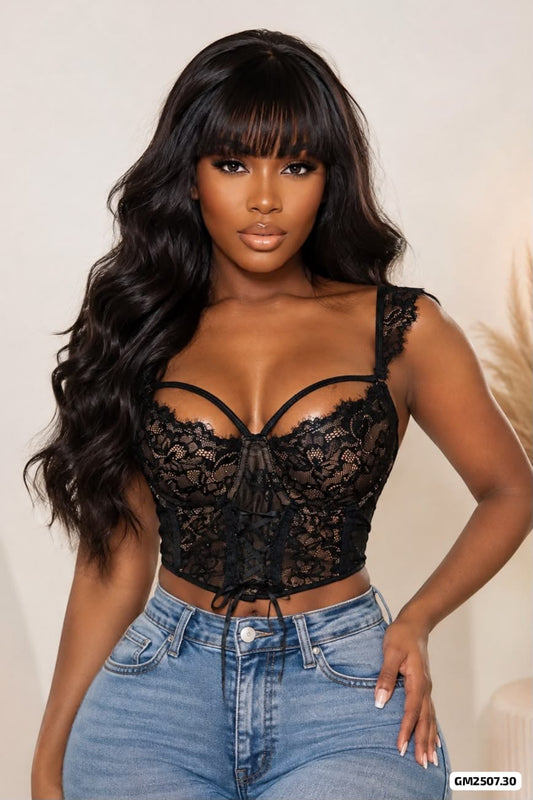 CROP TOP EN BLONDA TIRA BUSTO - GM2507