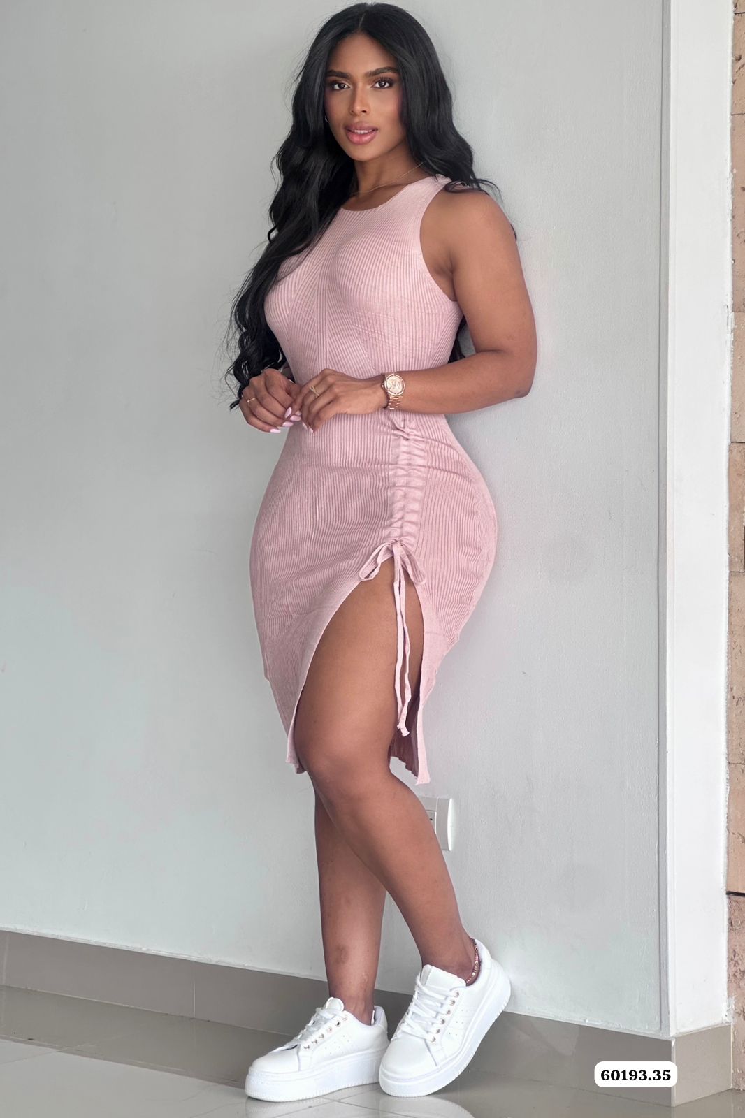 VESTIDO BASICO CORDON AJUSTABLE LATERAL - 60193