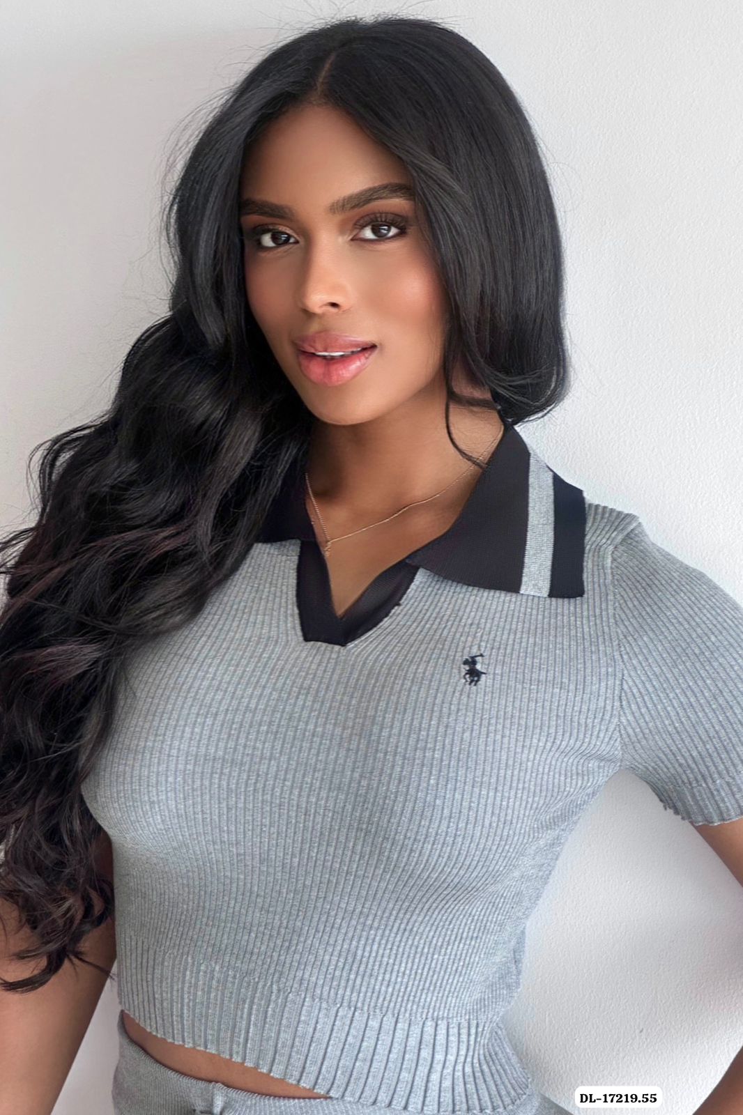 CONJUNTO LARGO TIPO POLO EN HILO - DL-17219