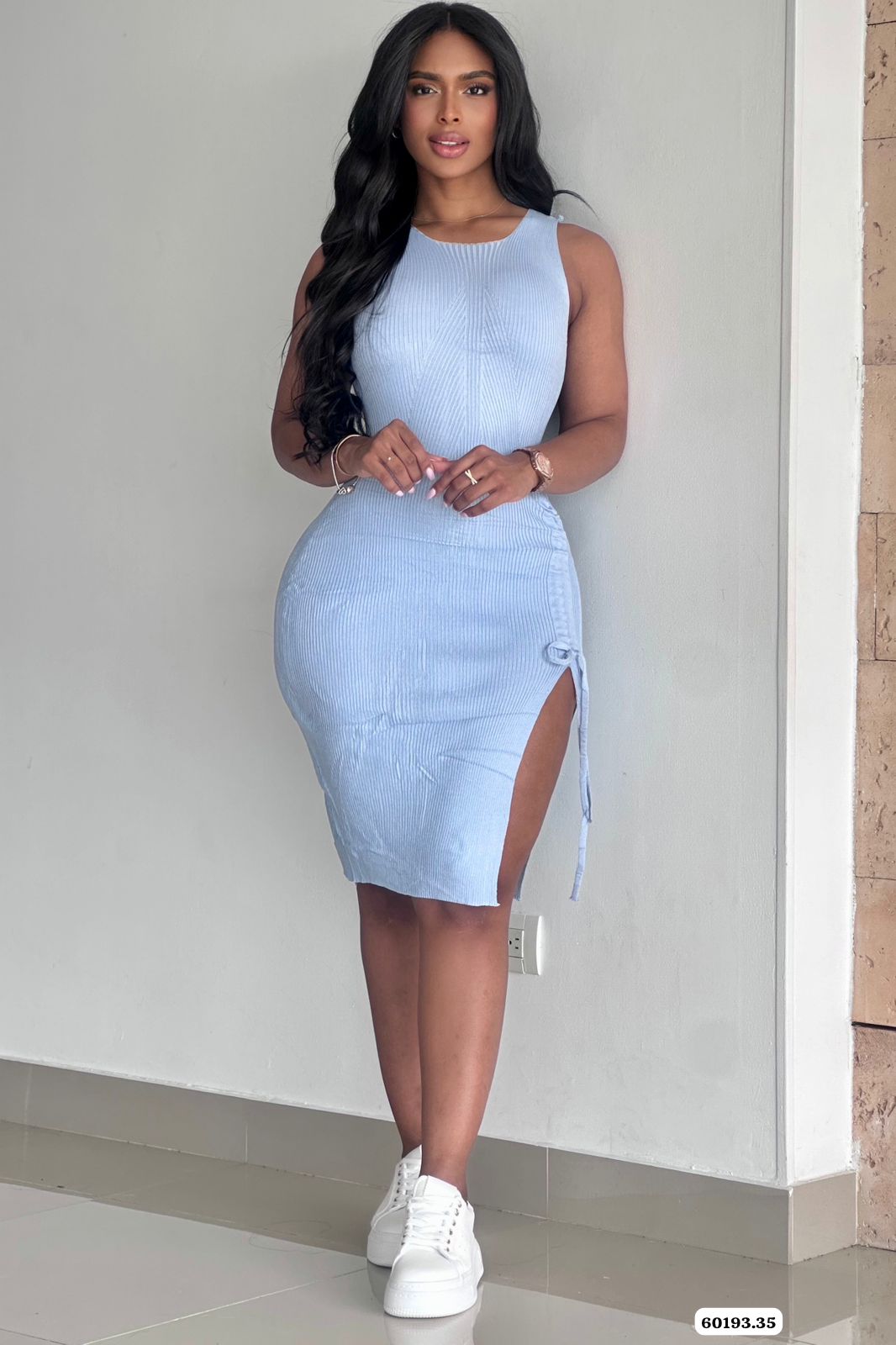 VESTIDO BASICO CORDON AJUSTABLE LATERAL - 60193